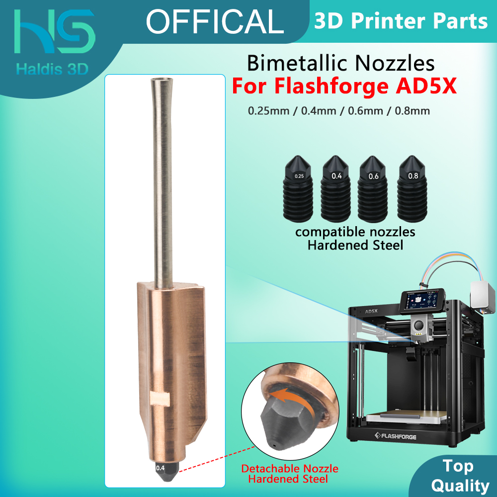 For Flashforge AD5X Bimetallic - đánh giá và giá Nozzle 0.4Mm Hardened